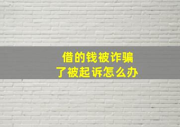 借的钱被诈骗了被起诉怎么办