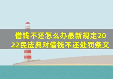 借钱不还怎么办最新规定2022民法典对借钱不还处罚条文