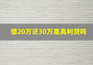 借20万还30万是高利贷吗