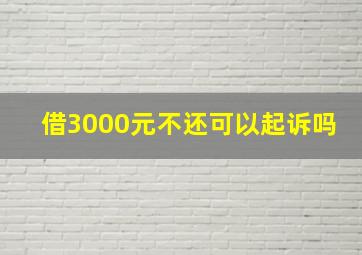 借3000元不还可以起诉吗