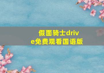 假面骑士drive免费观看国语版