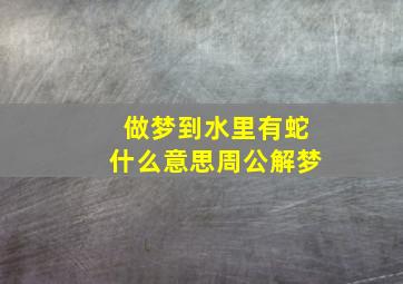 做梦到水里有蛇什么意思周公解梦