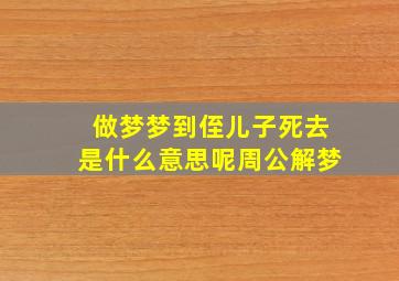 做梦梦到侄儿子死去是什么意思呢周公解梦