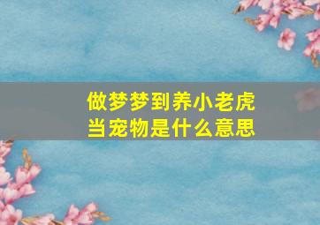 做梦梦到养小老虎当宠物是什么意思