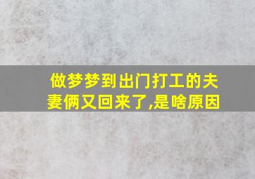 做梦梦到出门打工的夫妻俩又回来了,是啥原因