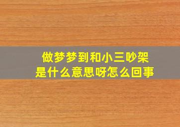 做梦梦到和小三吵架是什么意思呀怎么回事