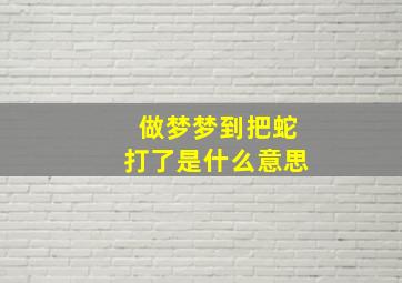 做梦梦到把蛇打了是什么意思