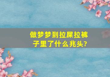 做梦梦到拉屎拉裤子里了什么兆头?