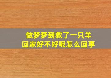 做梦梦到救了一只羊回家好不好呢怎么回事