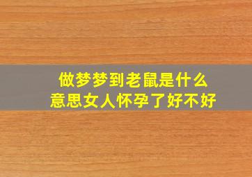 做梦梦到老鼠是什么意思女人怀孕了好不好