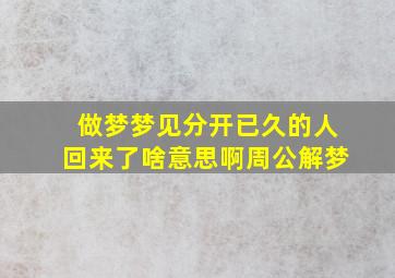 做梦梦见分开已久的人回来了啥意思啊周公解梦