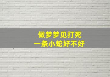 做梦梦见打死一条小蛇好不好