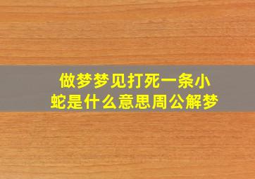 做梦梦见打死一条小蛇是什么意思周公解梦