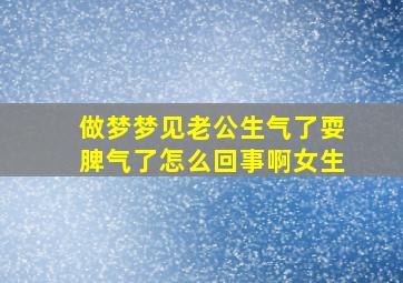 做梦梦见老公生气了耍脾气了怎么回事啊女生