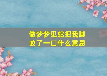 做梦梦见蛇把我脚咬了一口什么意思