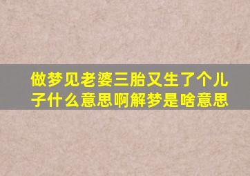 做梦见老婆三胎又生了个儿子什么意思啊解梦是啥意思