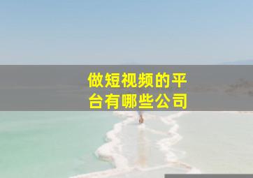 做短视频的平台有哪些公司