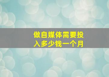 做自媒体需要投入多少钱一个月