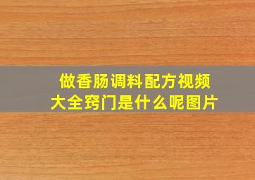 做香肠调料配方视频大全窍门是什么呢图片