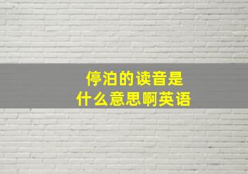 停泊的读音是什么意思啊英语