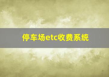 停车场etc收费系统