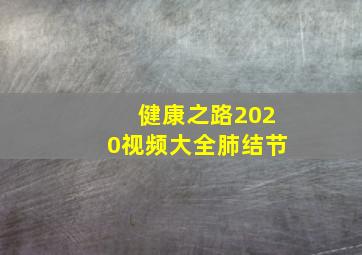 健康之路2020视频大全肺结节