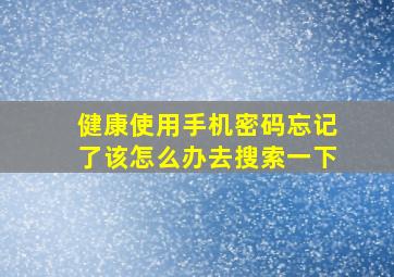 健康使用手机密码忘记了该怎么办去搜索一下