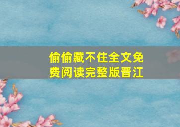 偷偷藏不住全文免费阅读完整版晋江