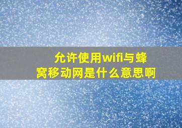 允许使用wifi与蜂窝移动网是什么意思啊