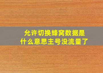 允许切换蜂窝数据是什么意思主号没流量了