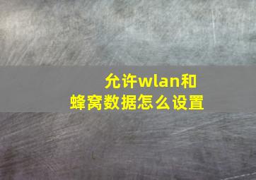 允许wlan和蜂窝数据怎么设置