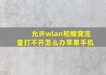 允许wlan和蜂窝流量打不开怎么办苹果手机