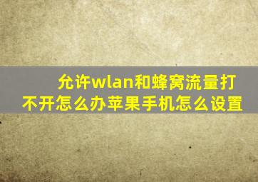 允许wlan和蜂窝流量打不开怎么办苹果手机怎么设置