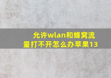 允许wlan和蜂窝流量打不开怎么办苹果13