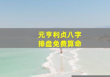 元亨利贞八字排盘免费算命