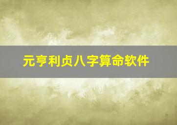 元亨利贞八字算命软件