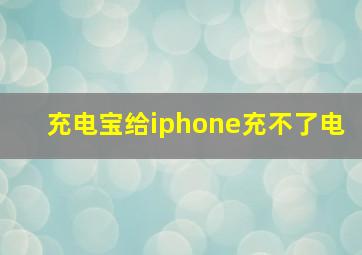 充电宝给iphone充不了电