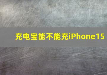 充电宝能不能充iPhone15