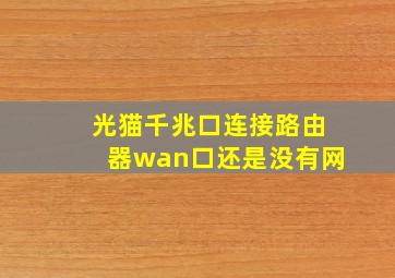 光猫千兆口连接路由器wan口还是没有网