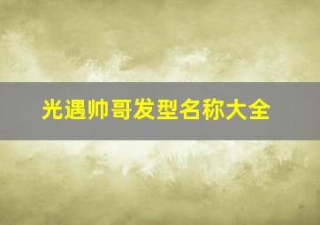 光遇帅哥发型名称大全