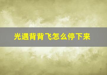 光遇背背飞怎么停下来