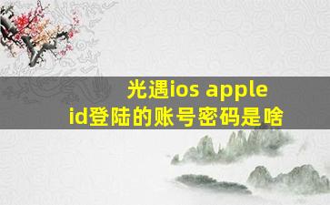 光遇ios appleid登陆的账号密码是啥