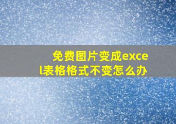 免费图片变成excel表格格式不变怎么办