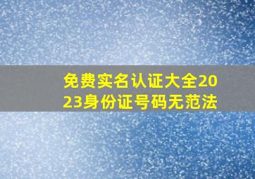 免费实名认证大全2023身份证号码无范法