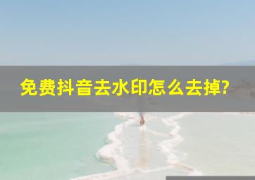 免费抖音去水印怎么去掉?