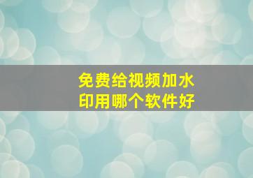 免费给视频加水印用哪个软件好