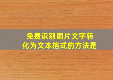 免费识别图片文字转化为文本格式的方法是