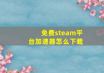 免费steam平台加速器怎么下载