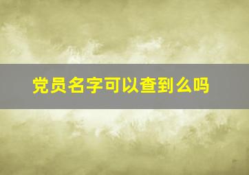 党员名字可以查到么吗