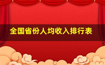 全国省份人均收入排行表